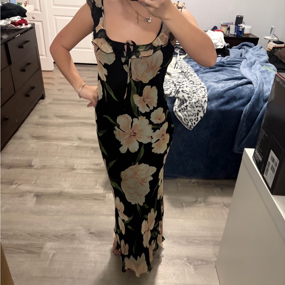 Mango Black Floral Maxi Dress